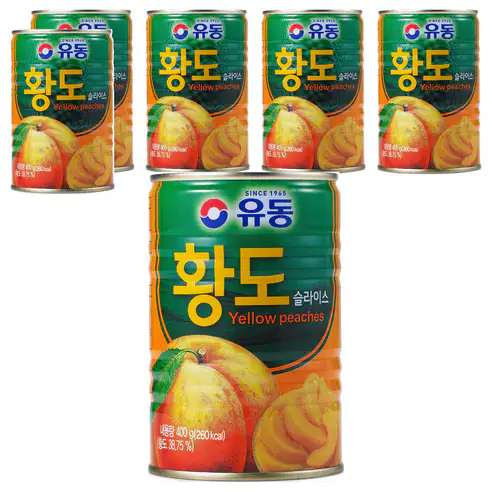 상품 이미지: 유동 황도 슬라이스 통조림, 400g, 6개