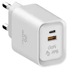 상품 이미지: 맥스틸 25W GaN 2포트 PD PPS 초고속 충전기 C타입 USB 멀티 어댑터, 1개, 화이트