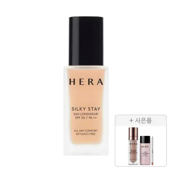 상품 이미지: 헤라 실키스테이 24H롱웨어 23N1, 30g, 1개+증정(에이지어웨이 에스테틱 비엑스83 리포솜 20ml+컴피 컨디셔닝 에센스 15ml+스컬프트 립 컨실러 0.4g 각 1개 (총 3개)