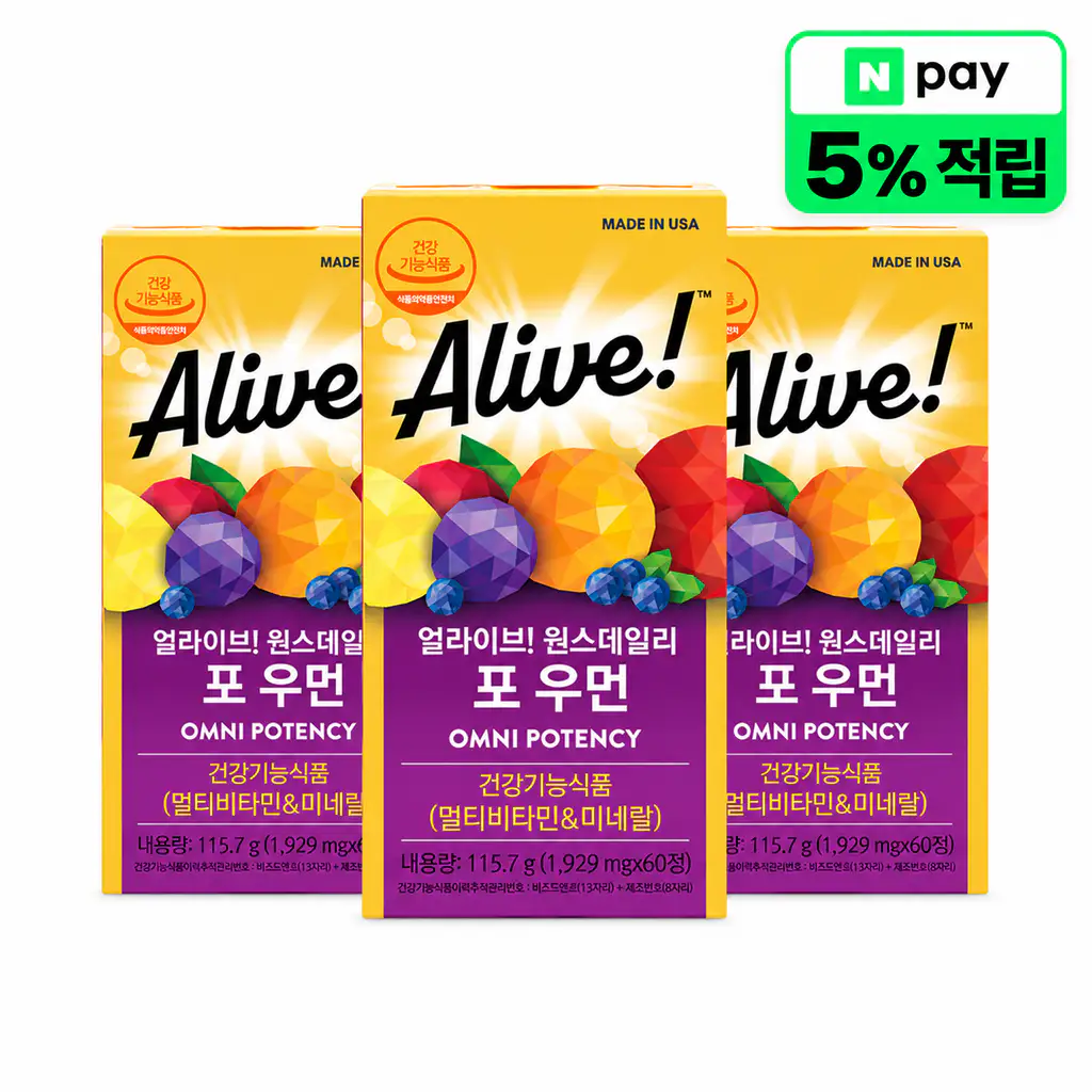 상품 이미지: 얼라이브 원스데일리 포우먼 멀티비타민 60정, 3개