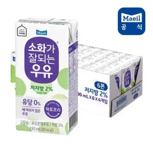상품 이미지: 매일 소화가 잘되는 저지방 우유 190ml 24팩 (1박스)