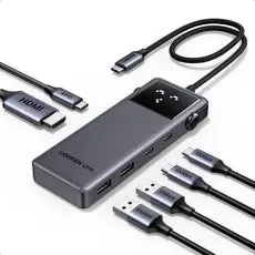 상품 이미지: UGREEN 유그린 Uno 6포트 USB 3.2 C타입 멀티 허브 삼성덱스 맥북 호환| 10Gbps | HDMI2.0 4K60Hz | PD100W | 스마트 상태 이모티콘 표시, 1개, Grey