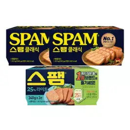 상품 이미지: 스팸 클래식, 340g, 3입, 2개 + 라이트, 340g, 3입, 1개