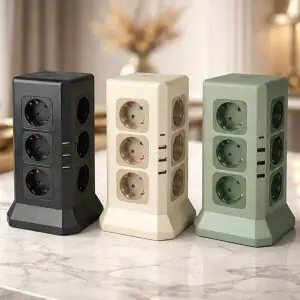 상품 이미지: 타워형 고용량 멀티탭 12구 USB 4포트 충전 타워 멀티 12개 소켓 AC 콘센트 난연소재 충전기 전원 허브