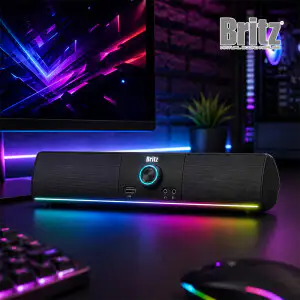 상품 이미지: 브리츠 BZ-T1BT RGB SoundBar 2채널 컴퓨터 게이밍 블루투스 겸용 사운드바 스피커