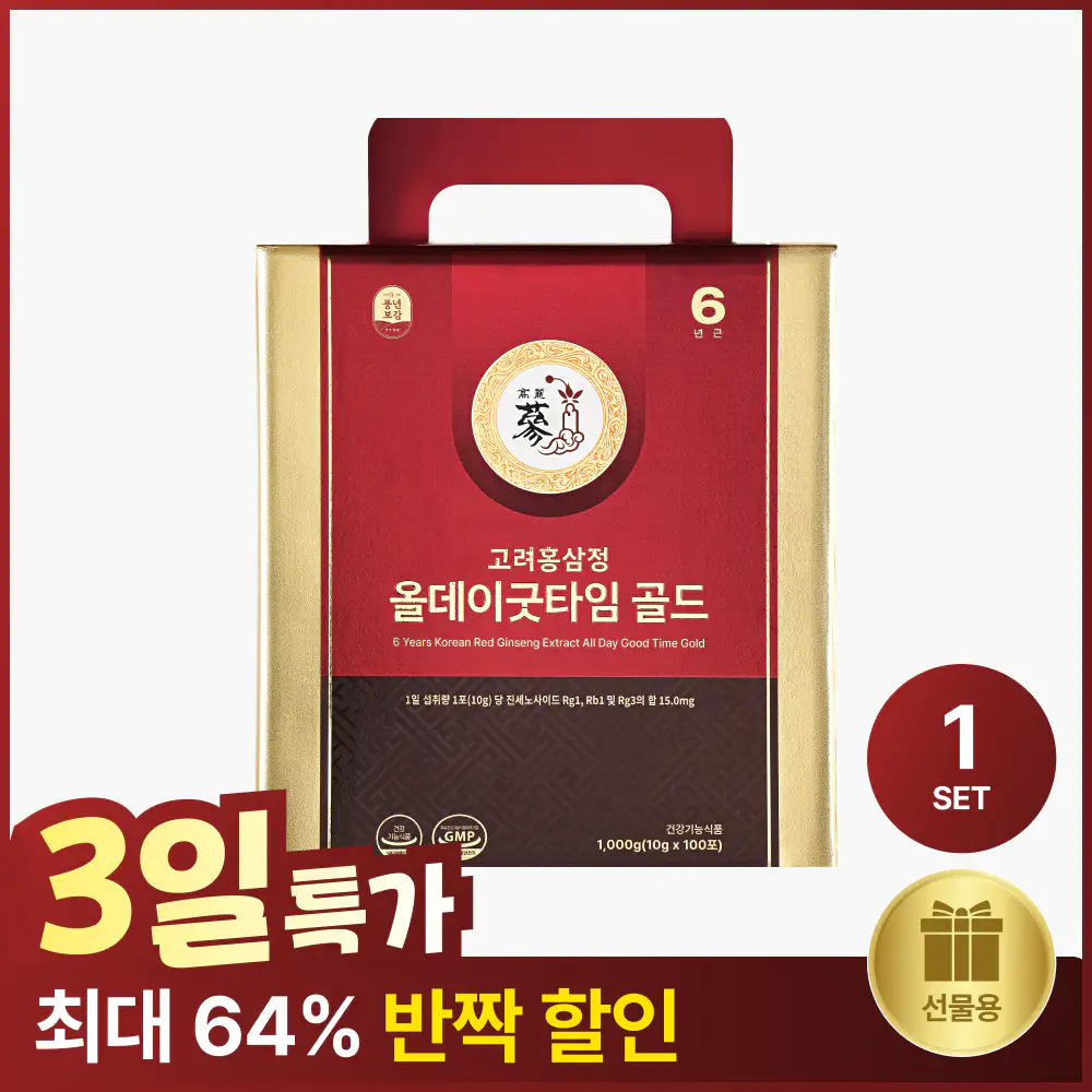 상품 이미지: PNBG 풍년보감 고려홍삼정 진액 올데이굿타임 골드 홍삼스틱 홍삼선물세트 100포, 1개