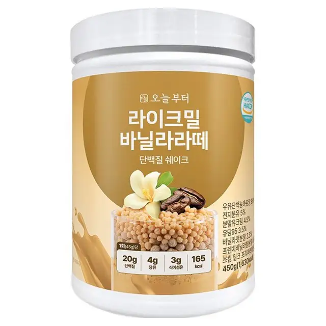 상품 이미지: 오늘부터 라이크밀 단백질 쉐이크 바닐라라떼맛, 1개, 450g