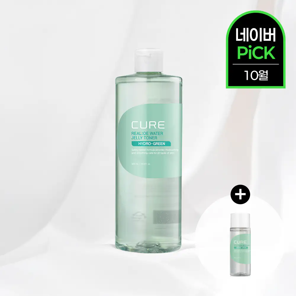 상품 이미지: [네이버 단독 토너 50ml 증정] [김정문알로에] 큐어 알로에 워터 젤리토너 500ml, 1개