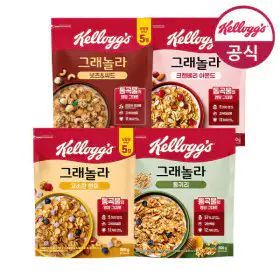 상품 이미지: 켈로그 그래놀라 시리얼 500G 4종 1+1+1 총 3팩 골라담기(현미/통귀리/넛츠앤씨드/크랜베리)