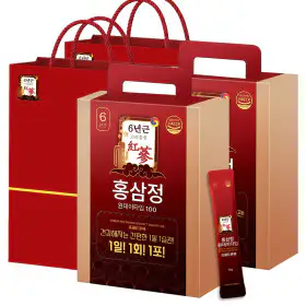 상품 이미지: 홍삼정 홍삼스틱 1+1 (총 200포) 6년근 홍삼 원데이타임 100 대용량 100포 X 2세트/ 쇼핑백증정