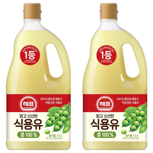 상품 이미지: 해표 콩기름 식용유, 1.5L, 2개