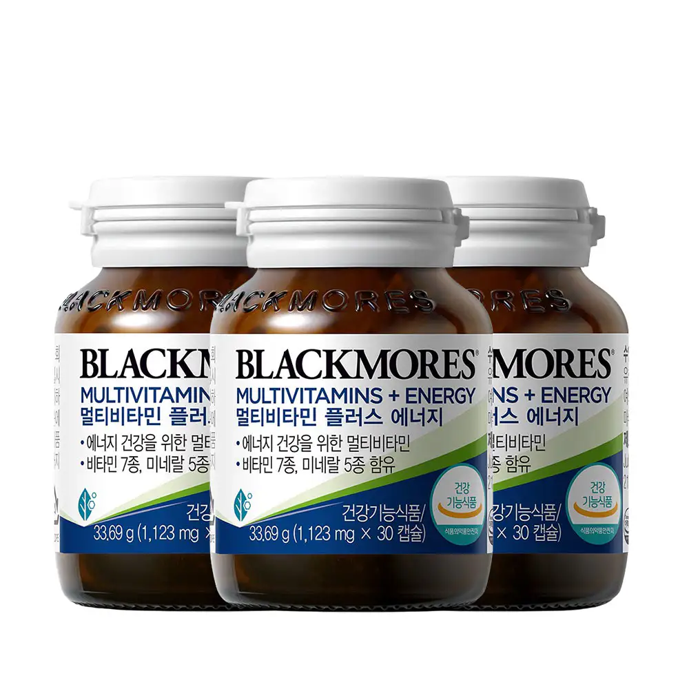 상품 이미지: [남성 여성 공용] 블랙모어스 멀티비타민 미네랄 12종 종합 올인원 피로회복 영양제 30캡슐, 3개