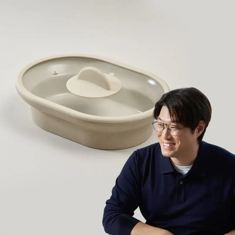 상품 이미지: 데켓 주물 IH 오발쿡플레이트 주물팬 31cm+유리뚜껑