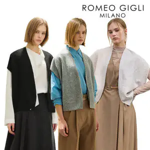 상품 이미지: 로메오질리(ROMEO GIGLI) 울 블렌디드 볼륨 숄 니트 가디건 3종+아르누보 브로치 1종