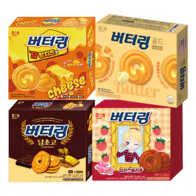 상품 이미지: (옵션선택) 해태 버터링 4개 골라담기 (골드/초코/라즈베리/황치즈)