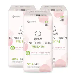 상품 이미지: 좋은느낌 센서티브스킨 팬티라이너, 일반, 40매, 3개