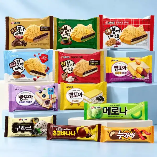 상품 이미지: 빙그레 붕어싸만코 빵또아 아이스크림 바 32개 골라담기 / 떡 초코 말차 저당 부드러운 블루베리 고구마케이크 쿠앤크 메로나 둘둘바 누가바