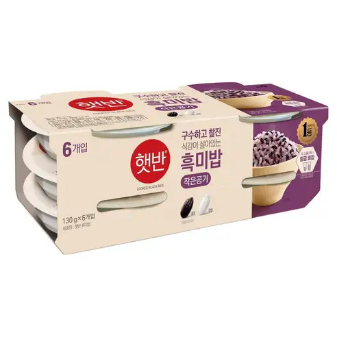 상품 이미지: 햇반 흑미밥 작은공기, 130g, 6개