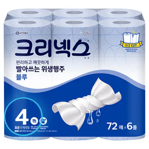 상품 이미지: 크리넥스 빨아쓰는 위생행주 블루, 72매, 6개