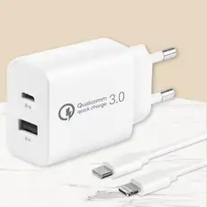 상품 이미지: 모잇 퀄컴 공식인증 QC 3.0 PD25W 2포트 PPS 초고속충전기 + 8핀 라이트닝 아이폰 케이블, 화이트, 1개