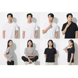 상품 이미지: 남여 여름 반팔 라운드 3종/브이넥 3종/카라넥2종 중 택1