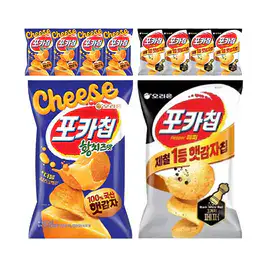 상품 이미지: 오리온 포카칩 황치즈 60g, 5개 + 포카칩 트리플페퍼 60g, 5개