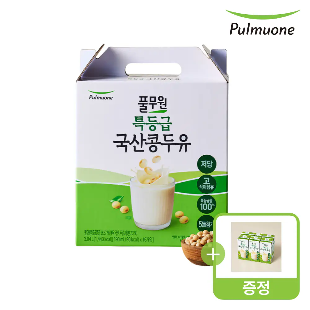 상품 이미지: [슈퍼적립]풀무원 특등급 국산콩두유 190ml 16팩 +(증정)특등급 두유 190ml 6팩