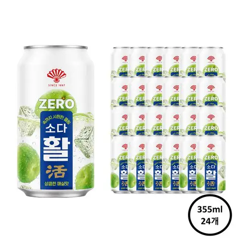 상품 이미지: 부채표 소다활 제로 탄산음료 매실맛, 24개, 355ml