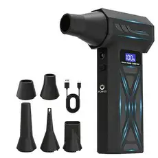 상품 이미지: P70 4단계 터보 제트 블로워 무선 에어건 초고속 130 000RPM LED 조명 & 배터리 잔량 표시 휴대용 포켓 사이즈 캠핑/자동차 세차/청소용, AC2506P70, 블랙