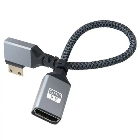 상품 이미지: 컴스 HDMI F to Mini HDMI M 4K 60Hz UHD 꺾임형 변환 케이블