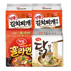 상품 이미지: 하림 양푼김치찌개 8입+훌라면 4입+닭칼국수 4입 세트구성