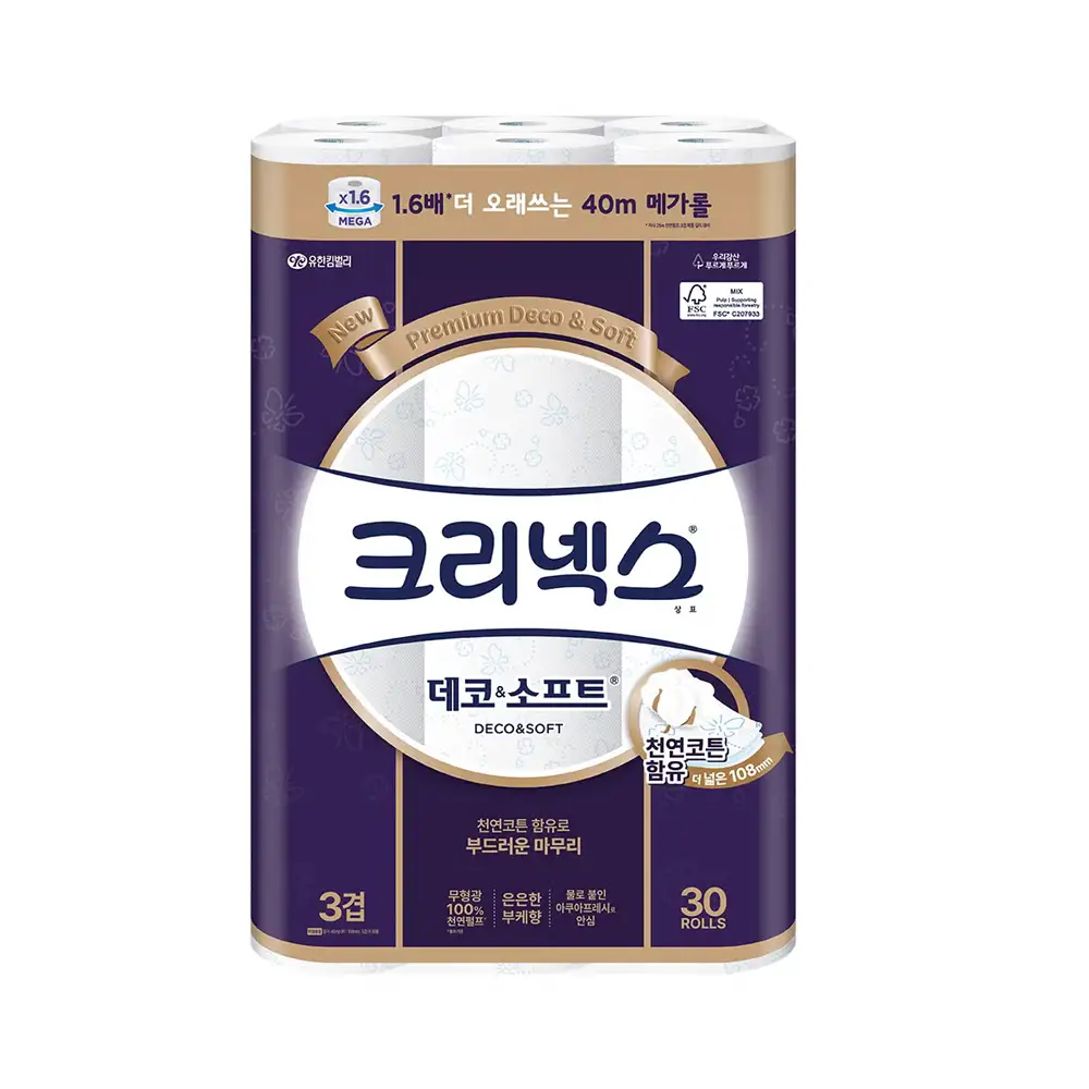 상품 이미지: 코스트코 크리넥스 데코&소프트 40-30롤 화장지