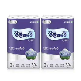 상품 이미지: 잘풀리는집 3겹 명작순수, 30m, 30롤, 2개