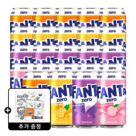 상품 이미지: 환타 제로 오렌지+파인+포도+피치 350ml 4종 6입 (총 24캔) +(증정) 조앤프렌즈 키캡키링