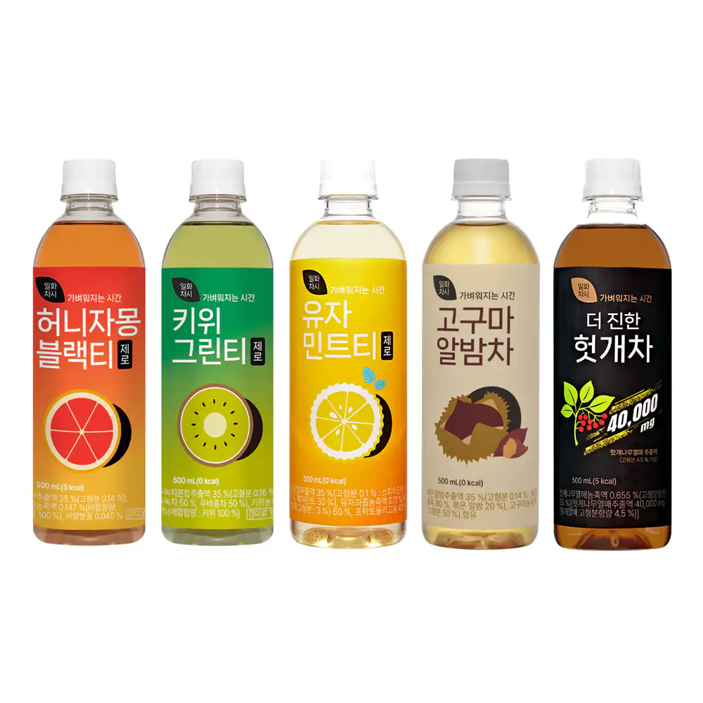 상품 이미지: (임박)일화차시 제로 500ml X 20pet 허니자몽블랙티 키위그린티 유자민트티 고구마알밤차 차음료