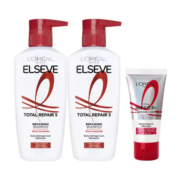 상품 이미지: 로레알파리 토탈리페어5 샴푸 400ml 2개 + 데일리 손상 헤어팩 50ml