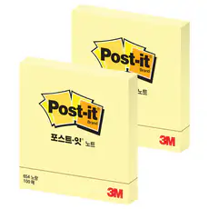 상품 이미지: 포스트잇 노트 접착메모지 654, 노랑, 100매, 2개