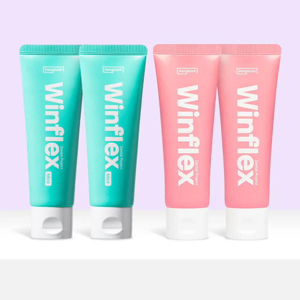 상품 이미지: 윈플렉스 잇몸치약 핑크 100g, 2개 + 구취치약 민트 100g, 2개