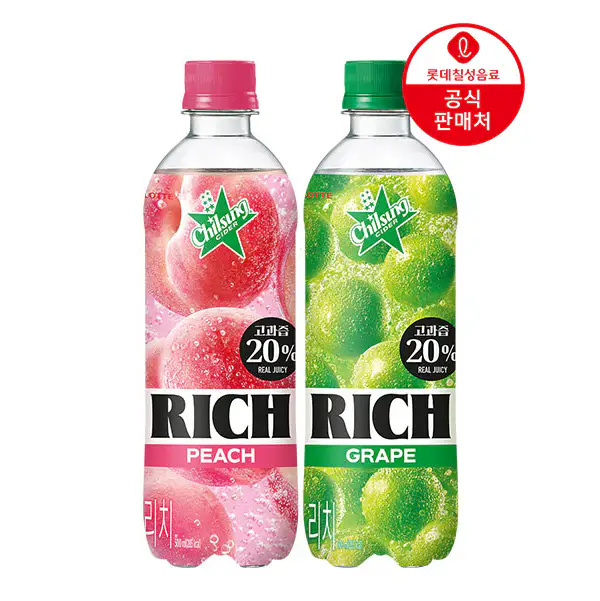 상품 이미지: [본사] 칠성사이다 RICH 500ml 12펫(복숭아 6펫+포도 6펫)