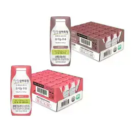 상품 이미지: 상하목장 유기농 딸기우유 125ml, 24개+유기농 코코아우유 125ml, 24개