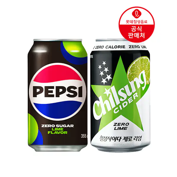 상품 이미지: [본사] 펩시제로슈거 라임향 355ml 24캔+칠성사이다제로 라임 355ml 24캔