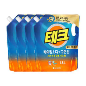 상품 이미지: 테크 베이킹소다+구연산 액체세제 일반/드럼 겸용 1.8L 4개