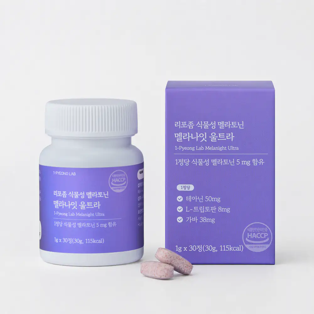 상품 이미지: 식물성 멜라토닌 5mg 리포좀 L트립토판 이중배합 멜라나잇 30정, 1개