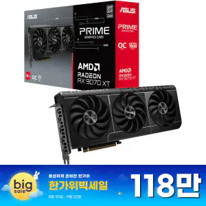 상품 이미지: (한정재고 50개)ASUS PRIME 라데온 RX 9070 XT OC D6 16GB 대원씨티에스 귀무자 게임번들 프로모션