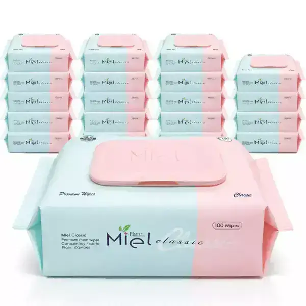 상품 이미지: [행필품]미엘 클래식 캡형 100매 20팩 물티슈 평량 50g 도톰  대용량