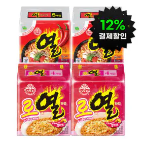 상품 이미지: (12%결제할인) 오뚜기 로제열라면 2팩+열라면 2팩 (총18개입)