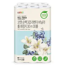 상품 이미지: 코멧 순백 3겹 라벤더 바닐라 롤화장지, 30m, 30개입, 1개