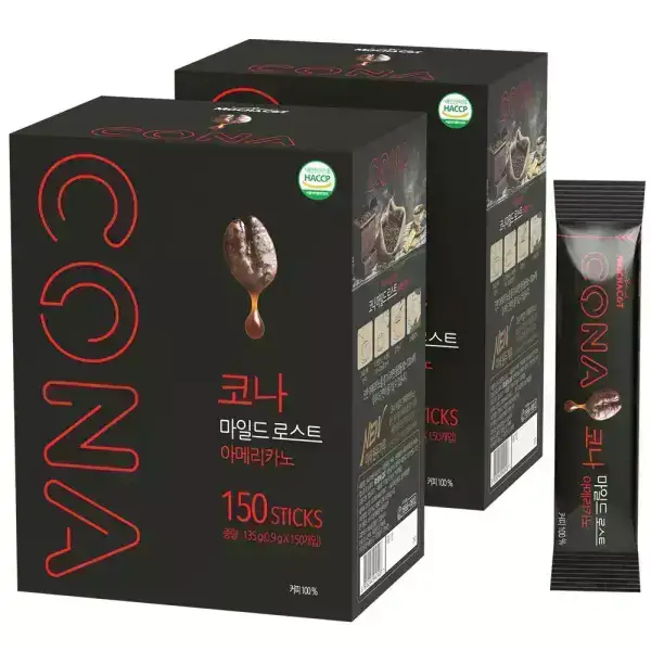 상품 이미지: [공식판매점] 코나 마일드로스트 150T+150T 블랙커피 아메리카노 미니 스틱 봉지