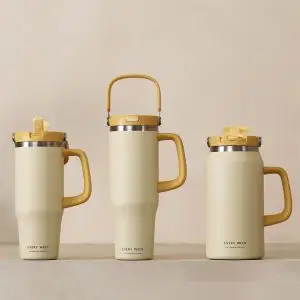 상품 이미지: (MD픽/내일도착+무배) 스텐 텀블러 보온 보냉 대용량 손잡이 아이스 완전 밀폐 콜드컵 900ml 1.1L 1.4L