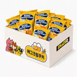 상품 이미지: 노브랜드 에그크림쿠키 90개(개별포장) 베트남 계란과자 대용량 낱개포장 사무실 간식
